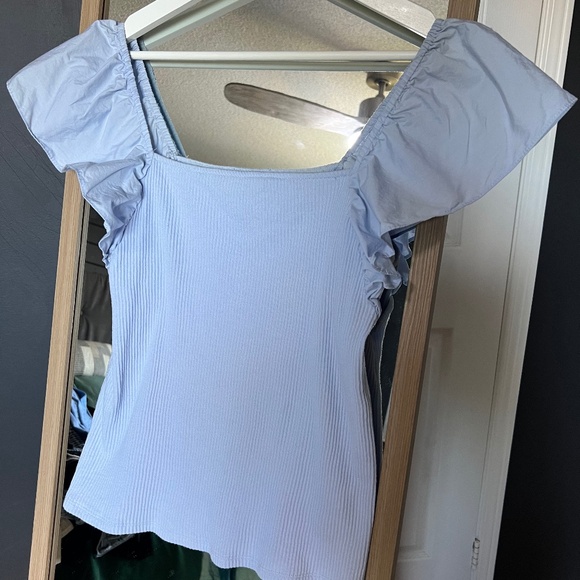 Target Light Blue Ribbed Cap Sleeve Top – Size M - Picture 1 of 3